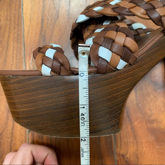 Michael Kors Woven Leather Citrine Platform Slides Chunky Heels 70s Retro 8 - Picture 11 of 12